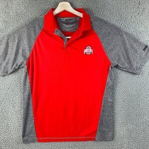 Ohio State Buckeyes Shirt‎ Mens Large Red Gray Golf Polo OSU Football Basketball